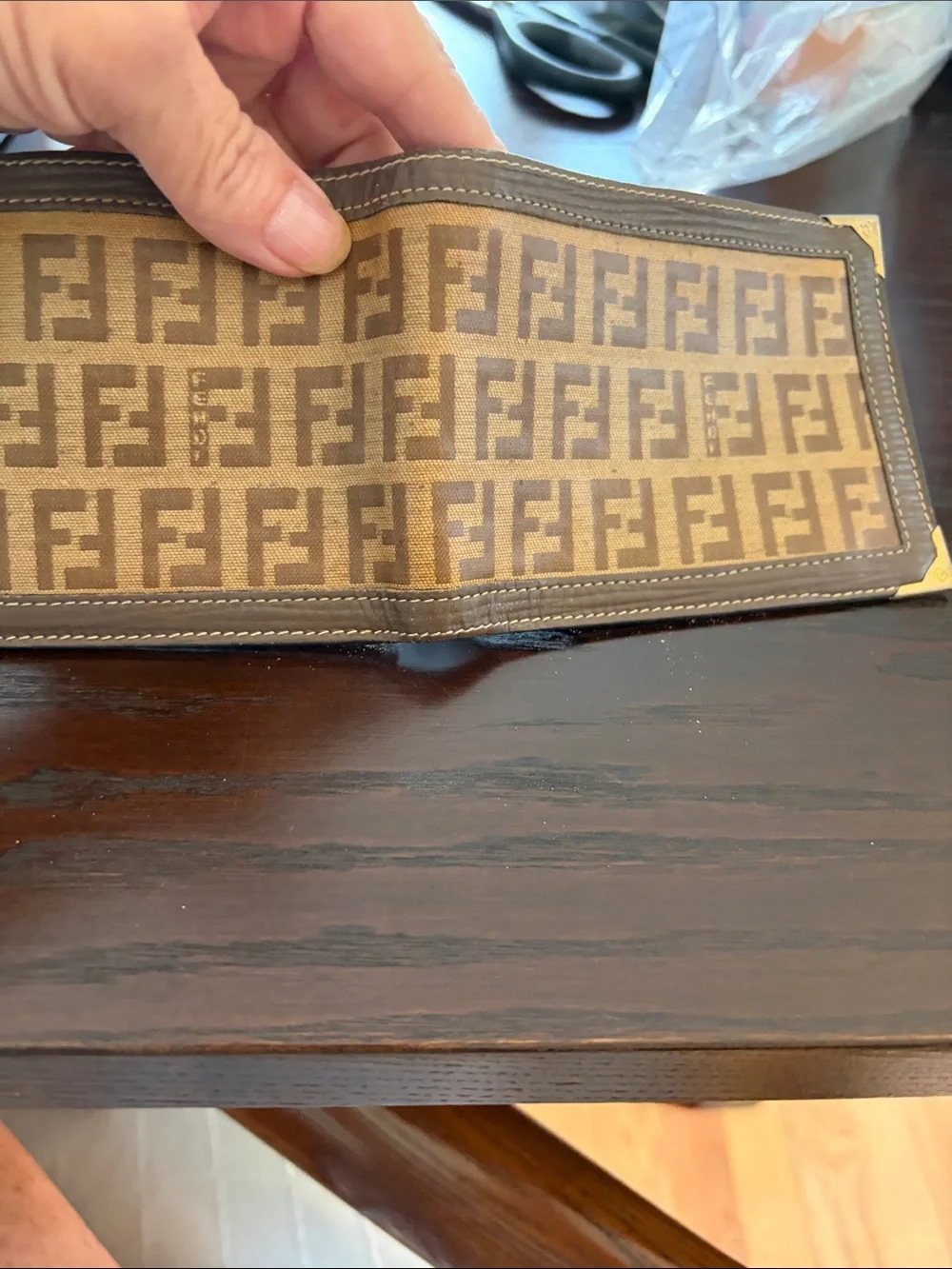 FENDI Brown Monogram Canvas Wallet - Slim Bi-Fold